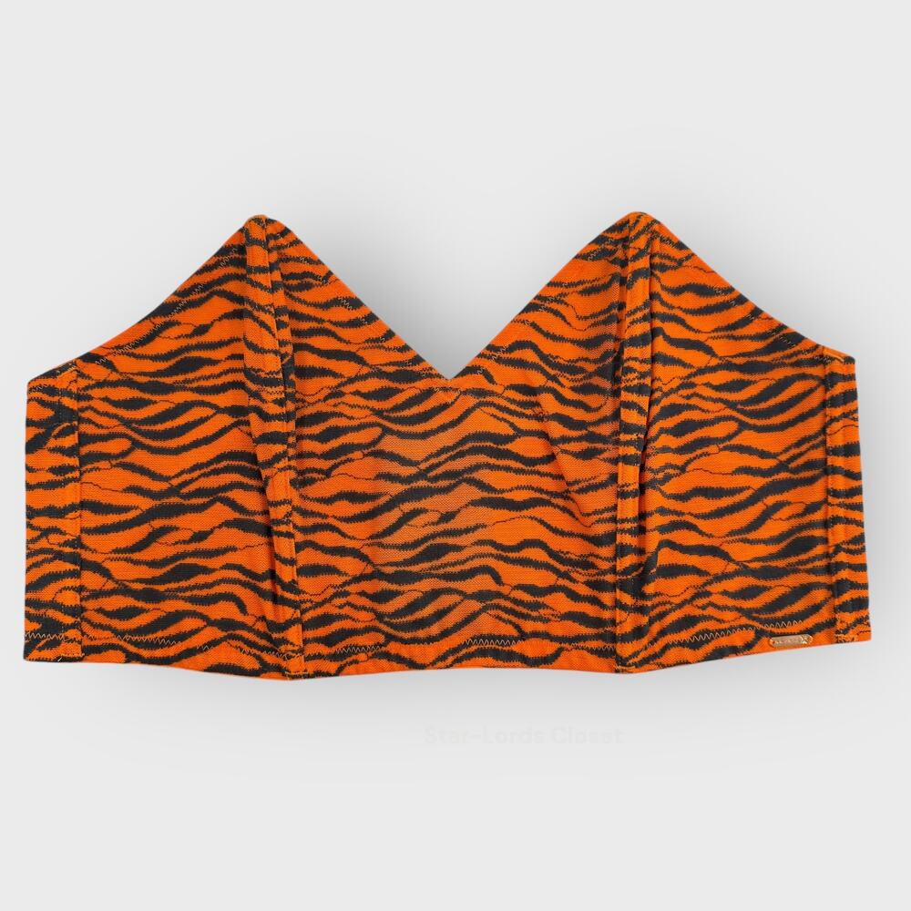 Savage X Fenty All Over Me Lace Bandeau Bralette Plus Size 3X Orange Tiger Print